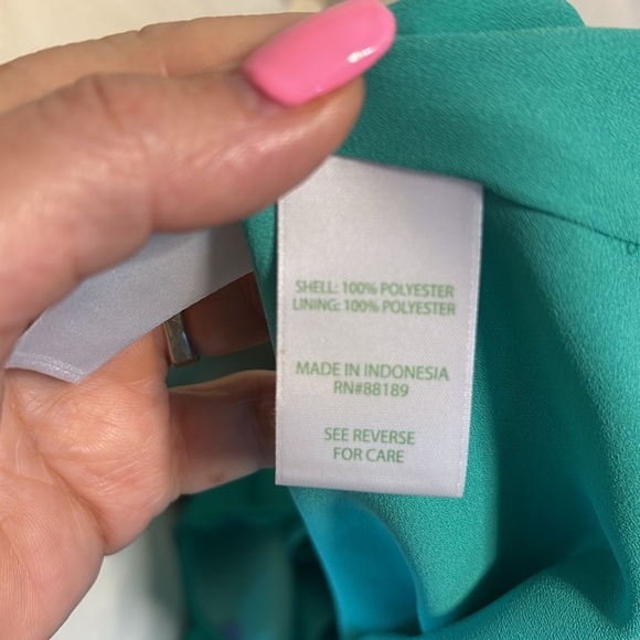 Lilly Pulitzer RORI halter top botanical green blue polka dots tie back neck M - Picture 13 of 16